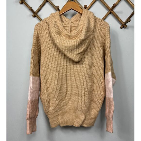 FRNCH Leanne Hooded Pullover Sweater in Camel/Pink Size XS - Picture 4 of 9